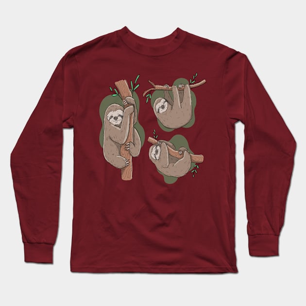 Sloth Long Sleeve T-Shirt by Mako Design 